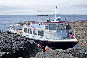 MV Ossian waiting on Lunga, Treshnish Isles