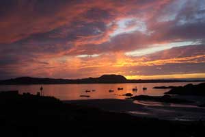 Sunset and Iona from Fionnphort, Isle of Mull